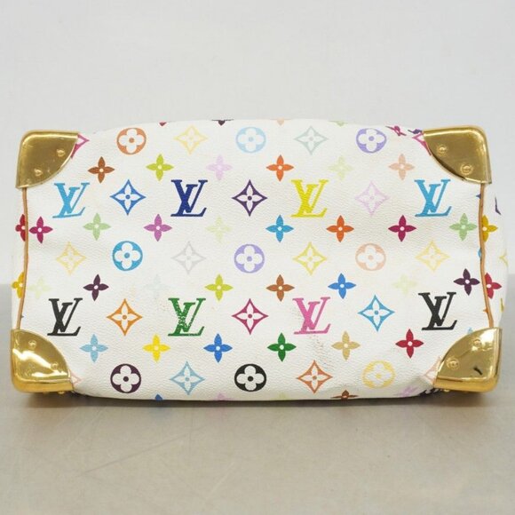 Louis Vuitton Speedy Multicolor 30 Monogram Sac Hand Bag White Tote Purse - Picture 10 of 16